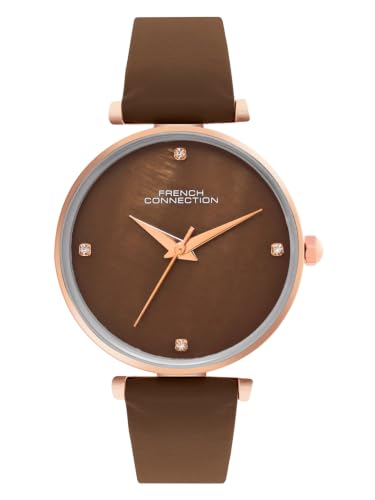 French Connection | Brown Mother of Pearl dial | Brown Leather Strap | Quartz Watch for Women – FCN0147BRL