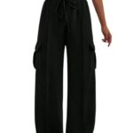 KOTTY Women’s Stylish Leg Perfect for Workouts and Relaxation FlowTrack Pants(Black,28)