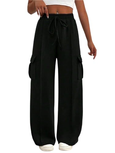 KOTTY Women’s Stylish Leg Perfect for Workouts and Relaxation FlowTrack Pants(Black,28)