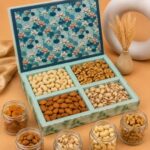 Riwaz Prime Floral Diwali Dry Fruit Gift Box | Luxury Lotus Print Hamper with Almonds, Cashews, Walnuts & Pistachios | Premium Festive & Corporate Gifting