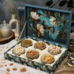 Riwaz Luxury Flower Dry Fruit Gift Box for Diwali, Corporate, Wedding & Festive Gifting | Elegant Hamper with Almonds, Cashews, Raisins, Khumani, Pistachios & Walnuts. 650 grams