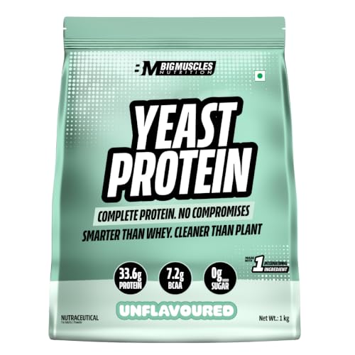 Bigmuscles Nutrition Clean Yeast Protein Isolate (1kg, Unflavoured) | 33g Protein, 7g BCAA | Superior Absorption, Gut Friendly | PDCAAS -1 | Fermentation-Derived
