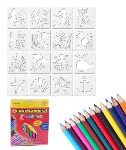 24Pcs Stencils for Craft and Art, Wooden Stencils for Kids, Stencils for Kids, Wooden Painting Templates for Kids, Drawing Board for Home and Travel, Ideal for DIY Projects and Creative Art (White)