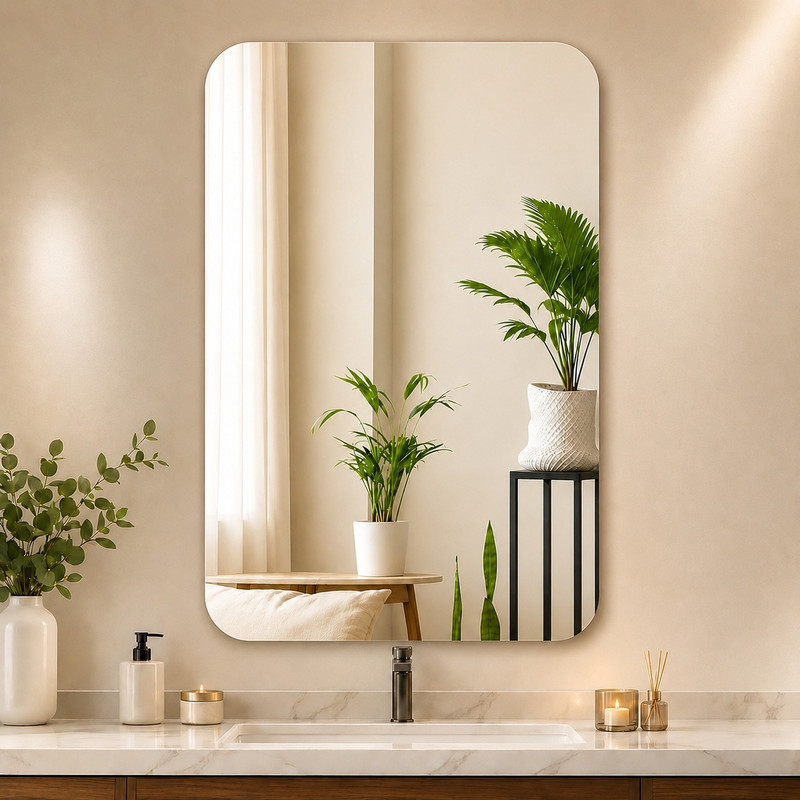 LUPPRA 12 × 18 in Frameless Wall Mirror Bathroom Mirror(Rectangle Finish : Polished)