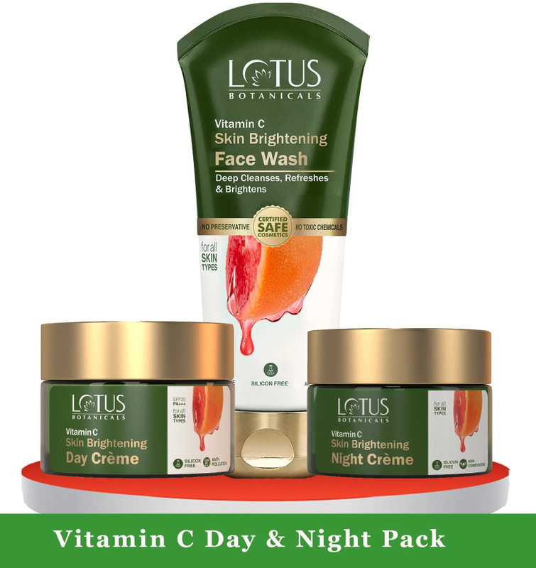 Lotus Botanicals Vitamin C Skin Brightening Day And Night Pack(3 Items in the set)