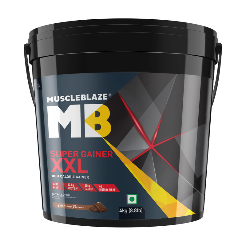MUSCLEBLAZE Super Gainer XXL, For Muscle Gain Weight Gainers/Mass Gainers(4 kg, Chocolate)