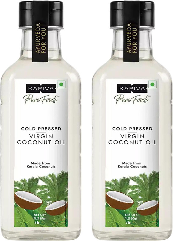 Kapiva Virgin Cold-Pressed |Unrefined, Organic & Edible Coconut Oil(2 x 1000 ml)
