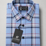 Lyphy Men Checkered Casual Light Blue, Red Shirt