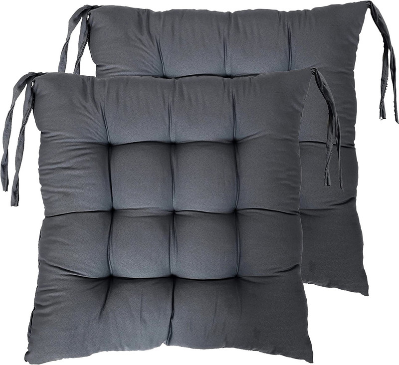 AMAK INC Microfibre Chair Pad Pack of 2 Solid(Grey)