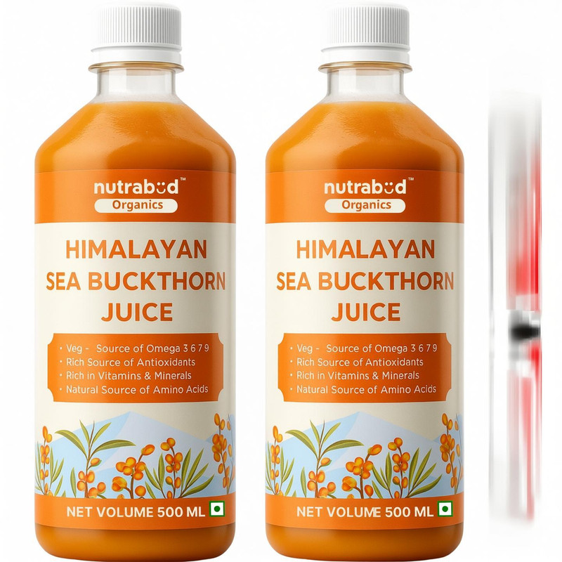 Nutrabud Sea Buckthorn Berry Juice – From Ladakh – Rich in Omega-3,6,7,9 & Vitamin-C(2 x 500 ml)