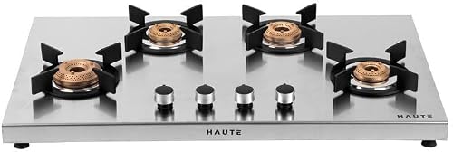 Haute Evoque series 3.0 4Burner Manual Stove | 2MM Stainless Steel | ISI Certified |Door Step Service |10 – Year warranty by Haute Home
