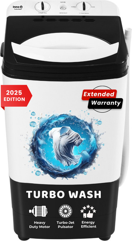 InnoQ 8.5 kg | Turbo Wash | Magic Filter | Lint Filter |Bubble Booster | 2025 Edition Washer only Black(85-WASH-WB)