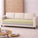 Cortina 3-Seater Anti-Slip Sofa Cover with Tassels | Soft & Washable Living Room Sofa Protector | Includes 2 Matching 40 x 40 Cm Cushion Covers [Beige, 3-Seater]