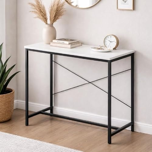 Amazon Brand – Solimo Study Table for Home Office | Engineered Wood Computer Desk | Compact & Sturdy Desk for Small Spaces | White | L 90 x W 61.5 x H 75 cm