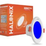 Halonix 5.5W Blue Kornet Junction box led Downlighter | Cut Out- 3 Inch, Dia- 4.13, Height- 1.96 Inch | | Downlighter For Home, Shop And Office |Pack Of 1, Blue., Gu10