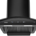 Hindware Smart Appliances Nevio Plus 60 IN 1300 CMH 60 cm | Curved Glass | Baffle Filter | Touch Control | Motion Sensor | 10 Years Motor Warranty | Energy Efficient LED Light | Powerful Suction | Auto Clean Chimney(Wall Mounted, Black)
