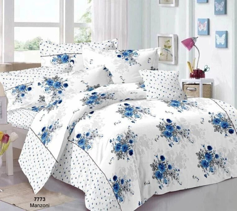 Shine Creation Polycotton Double Flat 180 TC Floral 1 Bedsheet with 2 Pillow Covers(Multicolor)