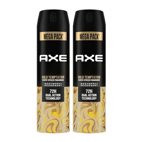 Axe Gold Temptation Long Lasting Deodorant Bodyspray For Men, 215ml, Pack of 2