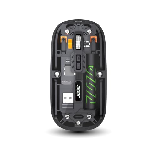 Acer Clearview Wireless Mouse, Dual Mode Bluetooth 5.2 & 2.4GHz, Rechargeable 500mAh Battery, RGB Lighting, 3200 DPI Adjustable, Silent Portable Mouse for Laptop, PC, Mac & Tablet, Black