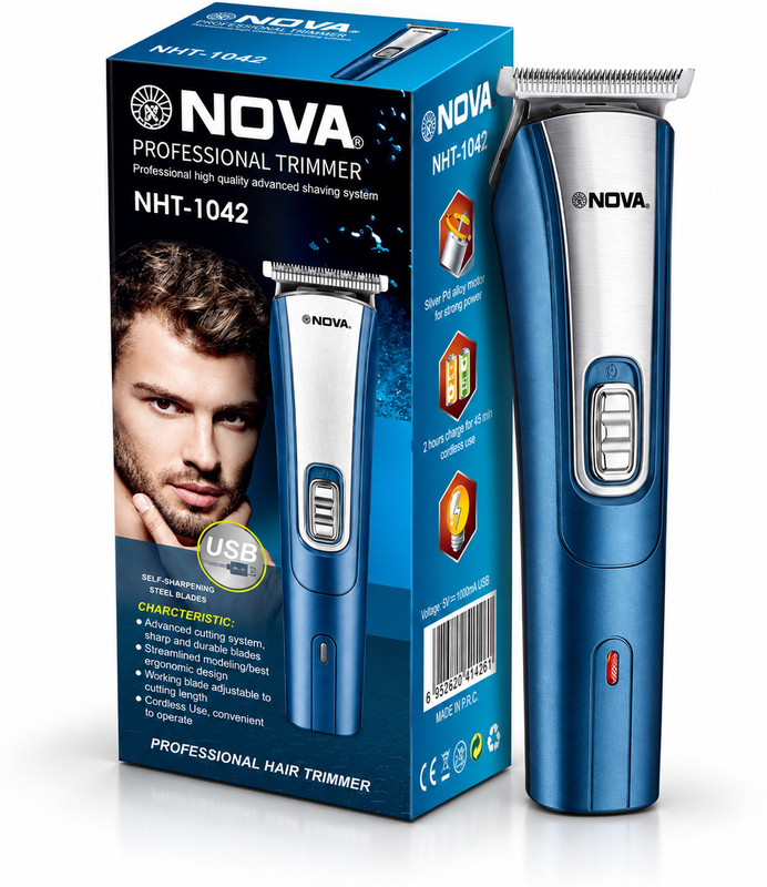 NOVA NHT 1042 USB Trimmer 60 min  Runtime 5 Length Settings(Blue, Silver)