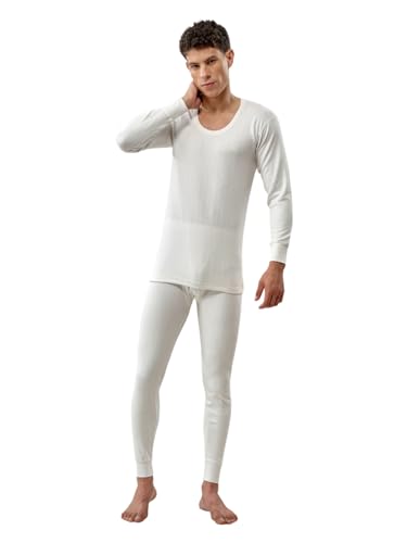 Lux Inferno Men’s Round Neck Thermal Set | Full Sleeves | Regular Fit | Pack of 1 White