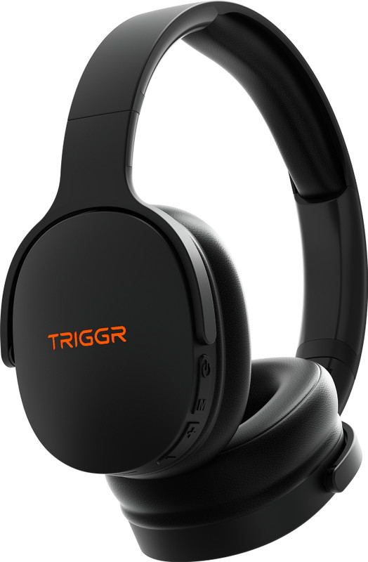 TRIGGR Trinity 2 with Dual Pairing, ENC, Fast Charge, 50H Battery, Rubber Finish, v5.3 Bluetooth(Midnight Black, On the Ear)