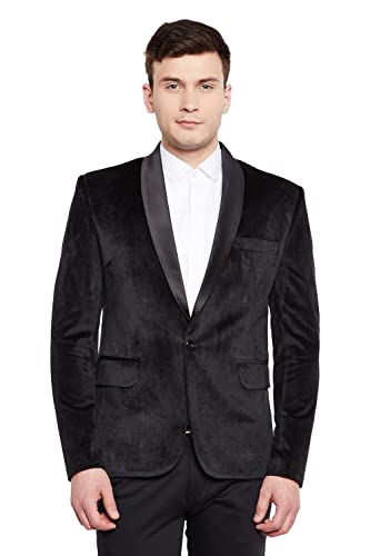 Wintage Men’s Regular Fit Tuxedo Casual Blazer (Tuxvelvet201color3s36_Black_X-Small, 36)
