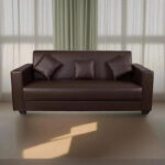 gnanitha Leatherette 3 Seater  Sofa(Finish Color – BROWN, DIY(Do-It-Yourself))