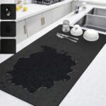 Super Absorbent Kitchen Dish Drying Mat – 60×40 cm Anti-Slip Diatomite Drying Pad for Kitchen Counter, Quick Dry Coffee Machine Mat, Multipurpose Waterproof & Heat Resistant Mat (Black)