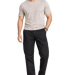 Men’s Stretch Cargo Pants 98% Cotton 2% Spandex | Straight Fit Casual Trousers with 6 Utility Pockets | Comfortable Everyday Wear Pants for Men (in, Numeric, 28, Regular, Black)