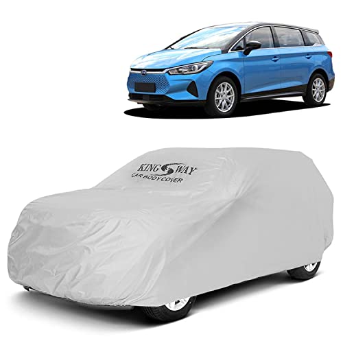 KINGSWAY® E6 Car Body Cover Dustproof for (Year 2021 to 2024) All Model, Compatible with BYD E6 Car Cover, Comes with Bird Droppings, Scratch, UV and Paint Protection, Silver Matty
