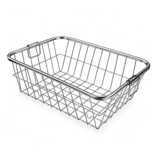 Vipron Stainless Steel Dish Drying Rack for Kitchen Sink – Large Rectangular Wire Dish Basket with Handles for Plates, Bowls, Cups & Cutlery – Rustproof Metal Dish Drainer & Kitchen Organizer