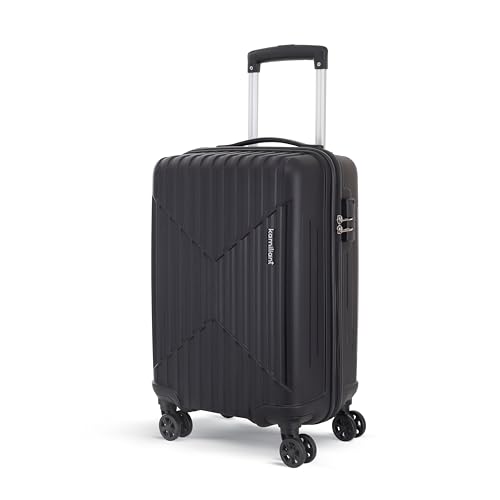 KAMILIANT by American Tourister Savvy | Cabin Trolley Bag Small Size (55 cms) for Travel| Hard Case Polypropylene (PP) Suitcase | 360° 8-Wheel Luggage Trolley | Combination Lock | Black
