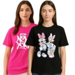 My Swag Womens Combo T-Shirts, Printed Cotton Tshirts, Casual Summer Wear (Cotton, Pack of 2)