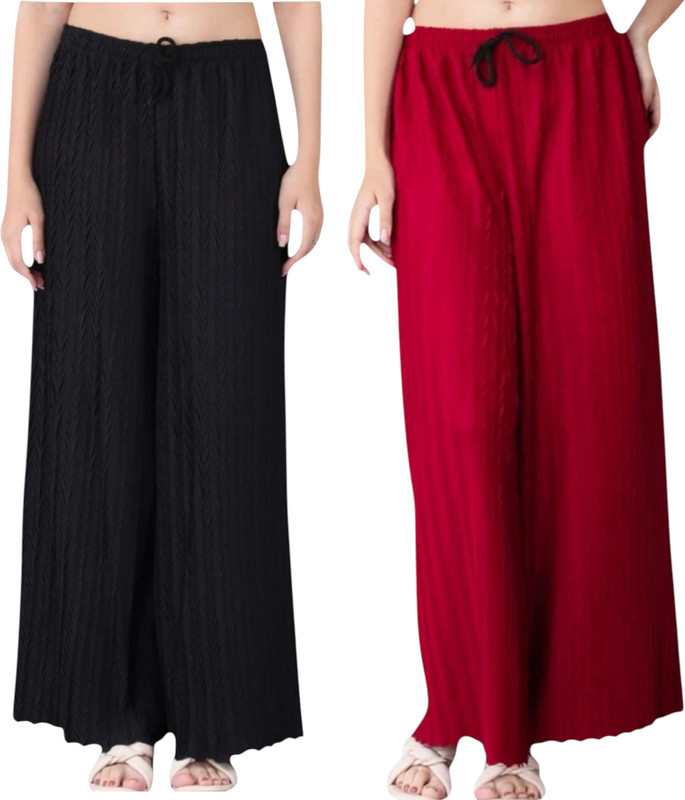 FIBBIZZ Regular Fit Women Red, Black Trousers