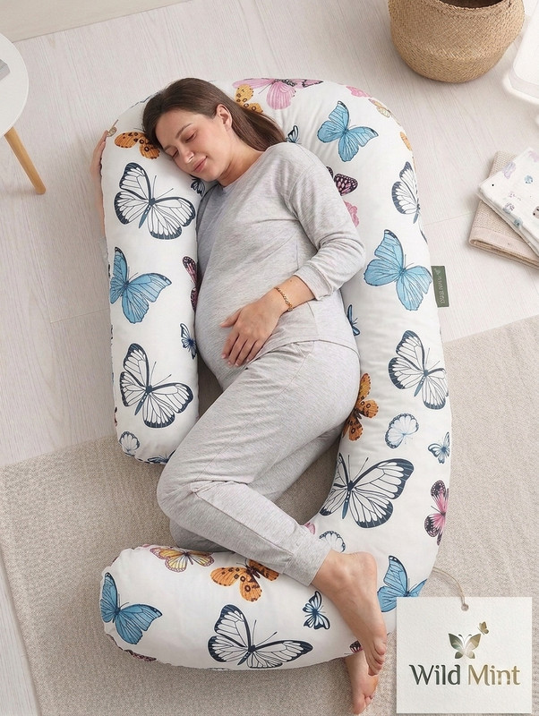 WILD MINT Polyester Fibre Pregnancy Pillow Pack of 1 Birds WILDMINT PREMIUM J SHAPE PREGNANCY PILLOW(White)