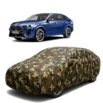 Sulfar 100% Waterproof Car Body Cover Compatible with Mirror for BMW X2 with Long Lasting Durable Material (Triple Stitched, Full Bottom Elastic, Camouflage Army)