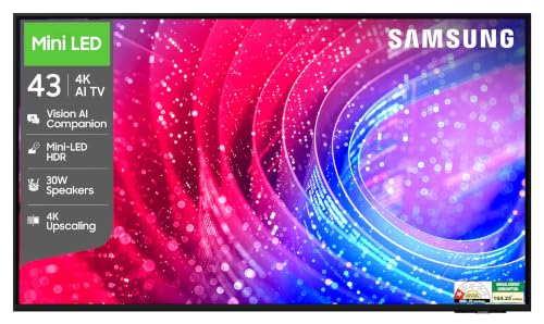 Samsung 43 inch (108cm) Mini LED 4K Vision AI 2026 Smart TV | 30W Speakers | 4K Upscaling | Mini-LED HDR | 150+ Channels | 7 Years OS Upgrade | UA43M2EHAULXL