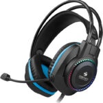 ZEBRONICS Zeb-Jet Premium Headphone,LED Headband,Suspension Design, 2 mtr 3.5mm+USB Wired Gaming(Black + Blue, On the Ear)