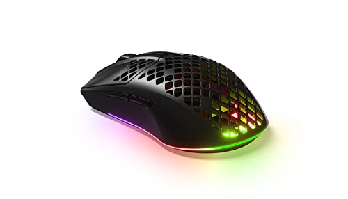 SteelSeries Aerox 3 Wireless – Super Light Gaming Mouse – 18,000 CPI TrueMove Air Optical Sensor – Ultra-Lightweight Water Resistant Design – 200 Hour Battery Life, Black
