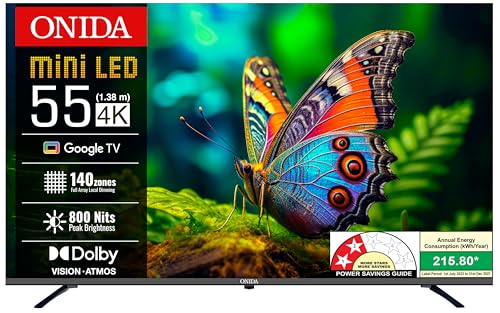 ONIDA 139 cm (55 inchs) Nexg Series 4K Ultra HD Smart QLED Mini LED Google TV MZ55MIN