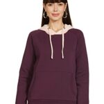 Amazon Brand – Symbol Women’s Cottonblend Hooded Neck Regular Sweatshirts (Aw18Wnssw21_Plum_Small_Plum_S)