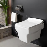 JABON BAGNO Ceramic Western Toilet/Wall Hung Commode/Soft Closing Toilet Seat/P Trap – White Wall Hung Western Commode(White)