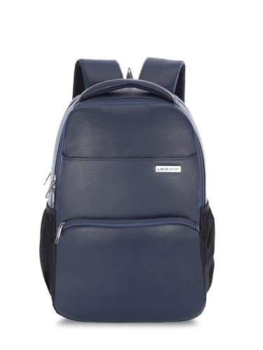 Lavie Sport 45Cm Mode Gear Business 30 Litres 4 Compartment Backpack With Laptop Sleeve | Vegan Leather Business Casual Backpacks For Unisex | Upto 14 Inch Notebook/Macbook Compatible, Navy