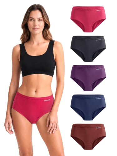 SWAGR 5 Pack Women’s High Coverage Super Combed Cotton Hipster Panty Set | Powered by ZincShield Anti-Bacterial Tech | BreatheSoft Fabric | Size Medium | Dark Multicolor | SOXCO Style HP06