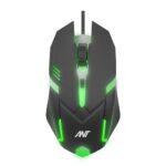 Ant GM46 Wired Optical Gaming Mouse | 2400 DPI Sensor | 4 Durable Buttons | Multicolour Backlight | 1.5M Cable | Lightweight Design | Compatible with Windows, Mac & Linux_ Black