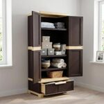 Nilkamal Freedom FMDR1BE Plastic Storage Wardrobe with 1 Bottom Drawer and Clothes Organizer |3-Year Warranty|Almirah for Home, Living Room, Bed Room|Adult & Kids|Weather Brown/Biscuit