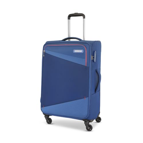 American Tourister Mystic | Luggage Trolley Bag (83 cm) | 360° 4 Wheel Travel Luggage | 1 Compartments | Soft Luggage Polyester Expandable Suitcase | Combination Lock | 3 Years Warranty | Dutch Blue