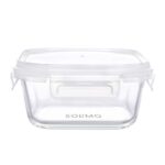 Amazon Brand – Solimo Borosilicate Glass Containers with Fresh-n-Lock Safe Storage and Transparent Lids, 2, Square (800 ml Each) (Clear)