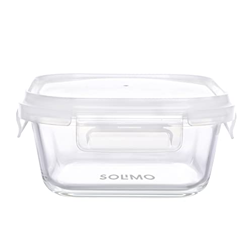 Amazon Brand – Solimo Borosilicate Glass Containers with Fresh-n-Lock Safe Storage and Transparent Lids, 2, Square (800 ml Each) (Clear)